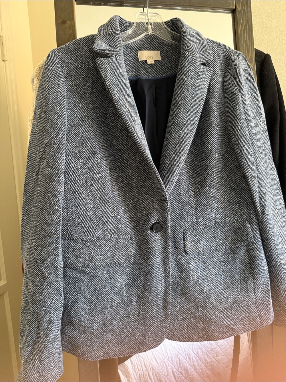 LOFT Gray Herringbone Tailored Blazer